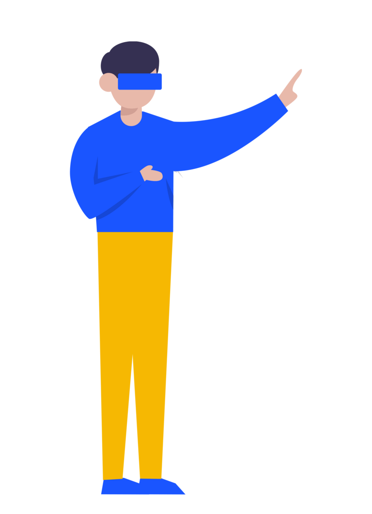 standing man with vr